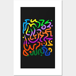 Abstract Doodle Pattern Colorful Posters and Art